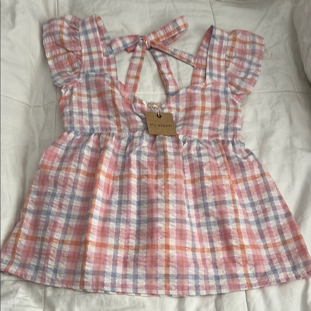 Blu Pepper Pink and Purple Ruffled Blouse